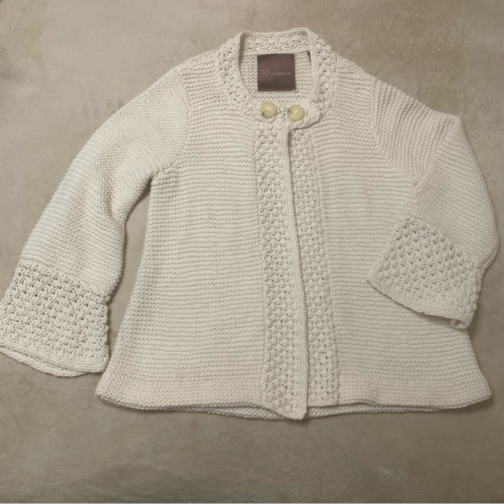 525 America 3/4 Sleeve Knit Two Button Top Snap Closure Cardigan